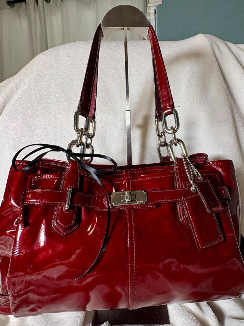 Coach Chelsea Jayden Large Satchel in Glossy Burgundy